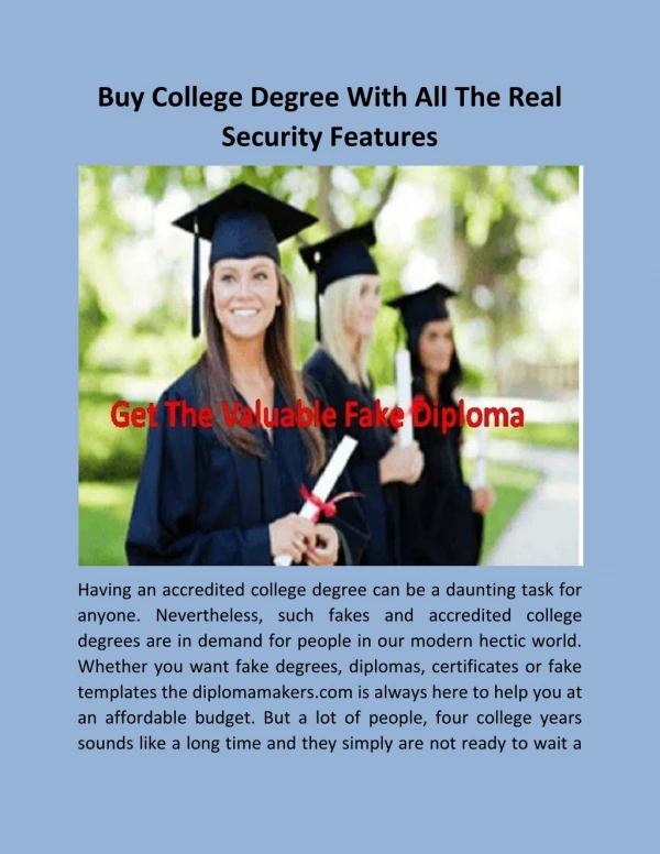 Buy College Degree With All The Real Security Features