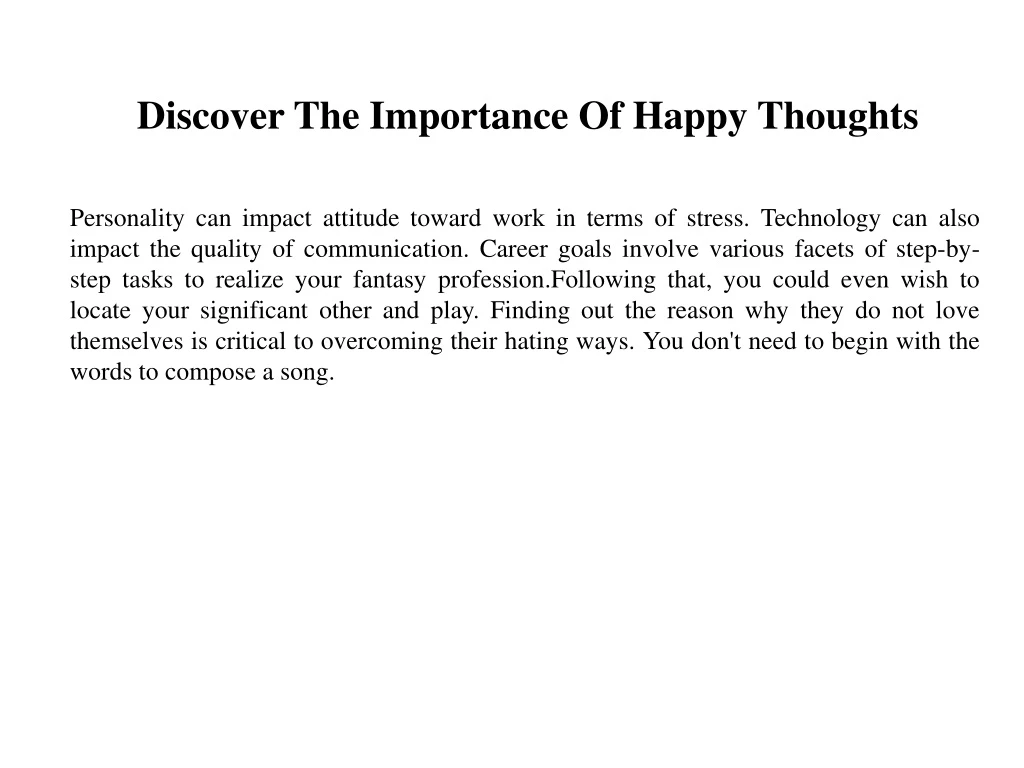 discover the importance of happy thoughts