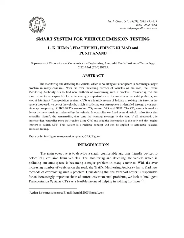 Smart System for Vehicle Emission Testing
