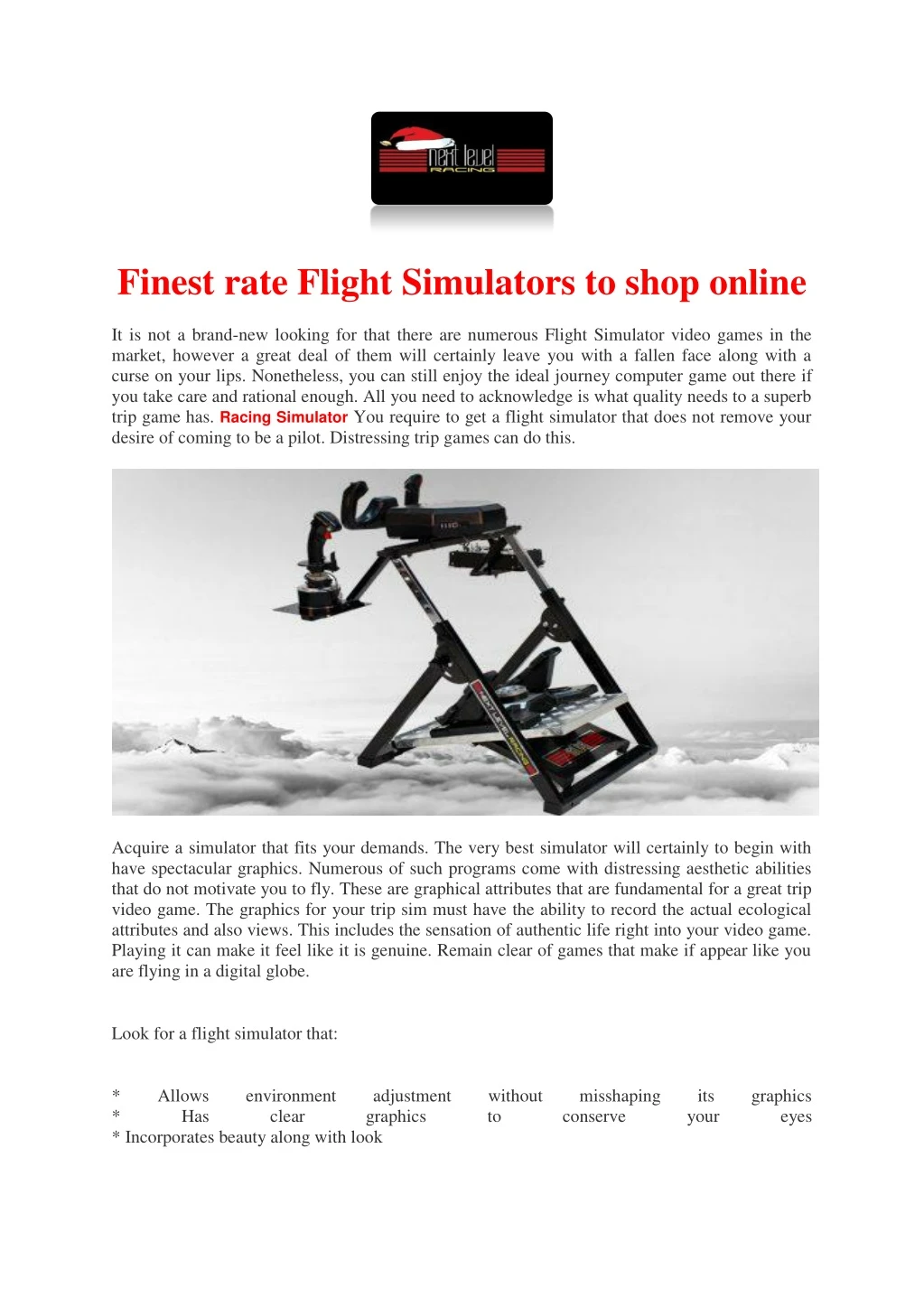finest rate flight simulators to shop online