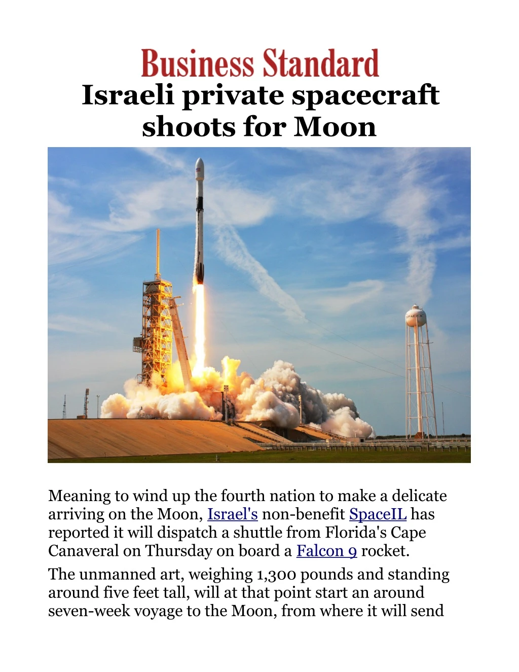 israeli private spacecraft shoots for moon