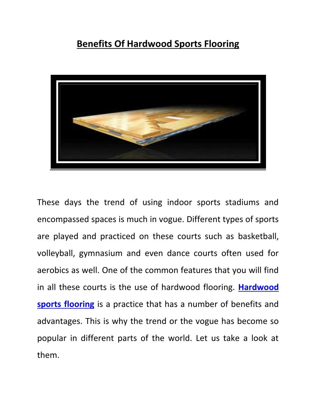 benefits of hardwood sports flooring