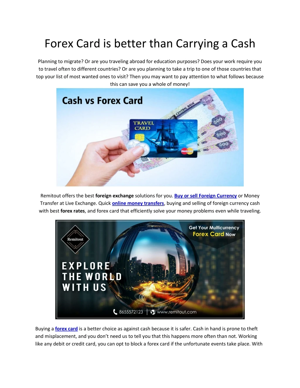 forex card is better than carrying a cash