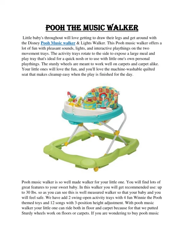 Pooh the music walker for your baby.