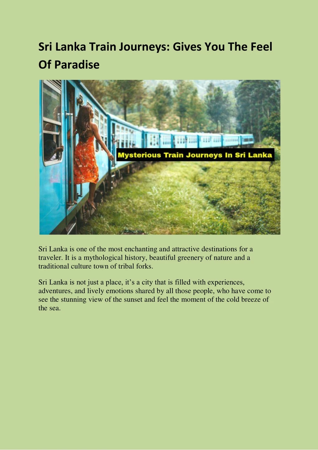 sri lanka train journeys gives you the feel