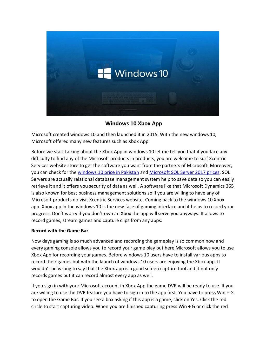 windows 10 xbox app