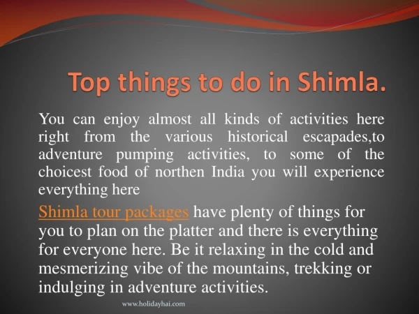 Things to do in shimla