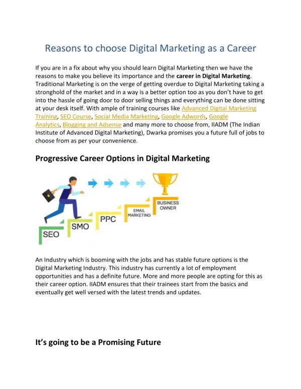 Digital Marketing as Career | IIADM Delhi Best Digital Marketing Institute