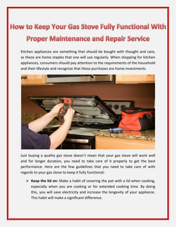 How to Keep Your Gas Stove Fully Functional With Proper Maintenance and Repair Service