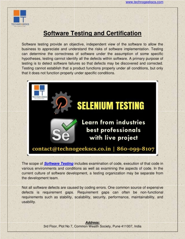 Software Testing and Certification