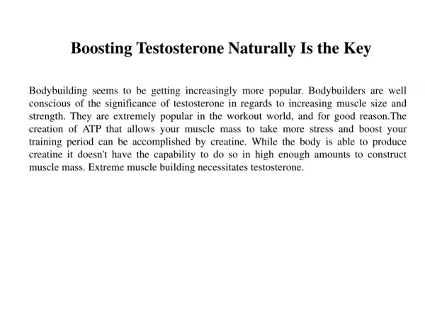 Boosting Testosterone Naturally Is the Key