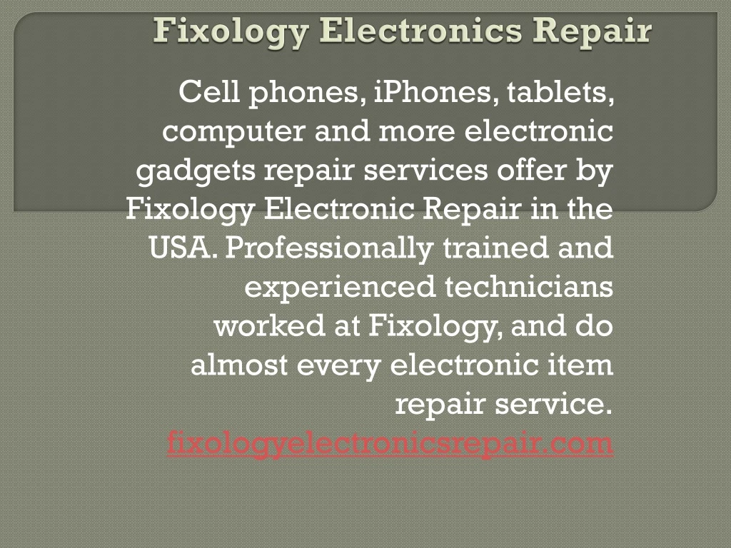 fixology electronics repair