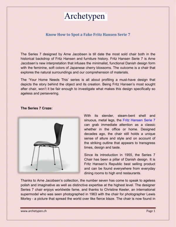 Know How to Spot a Fake Fritz Hansen Serie 7