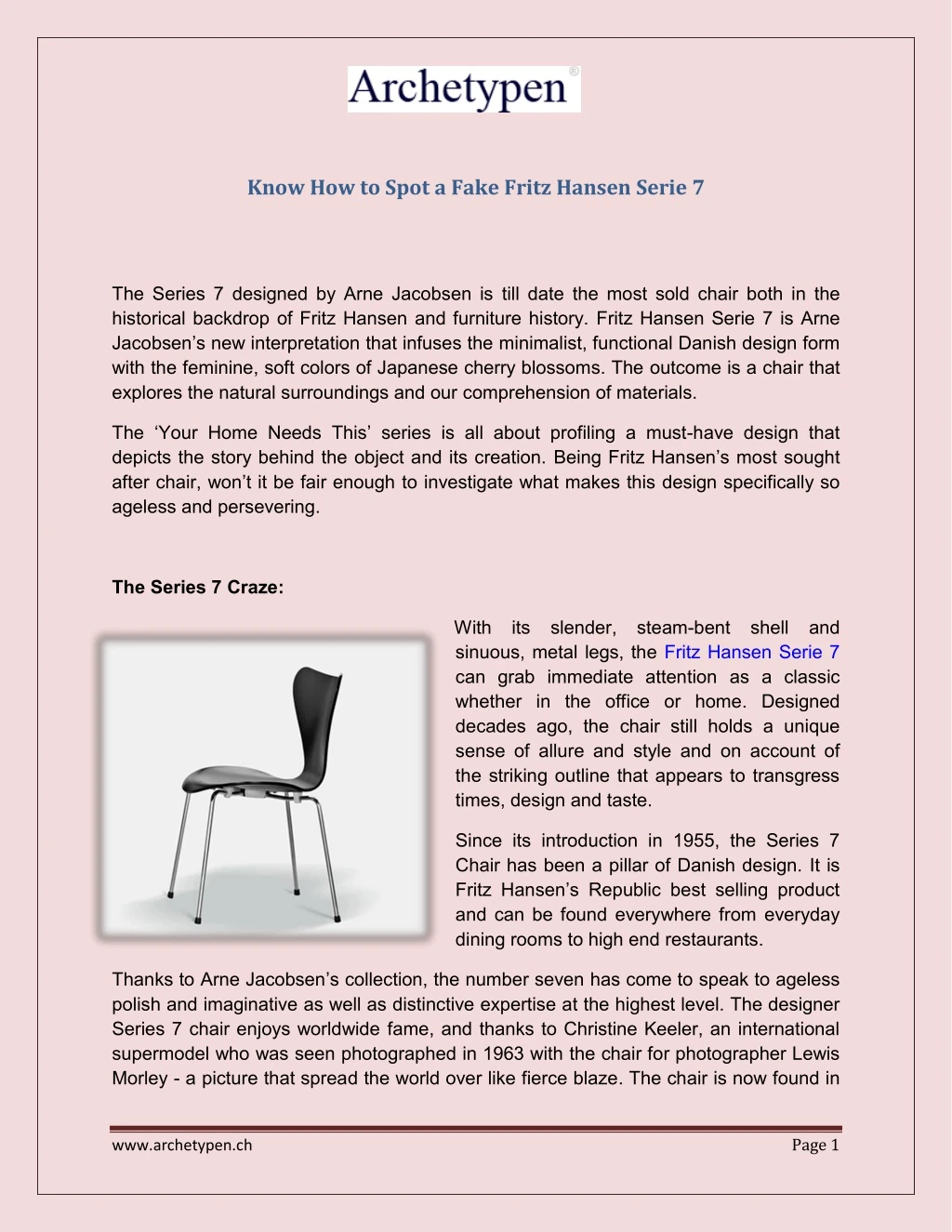 know how to spot a fake fritz hansen serie 7