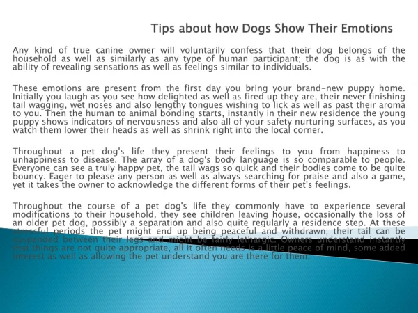 Tips about how Dogs Show Their Emotions