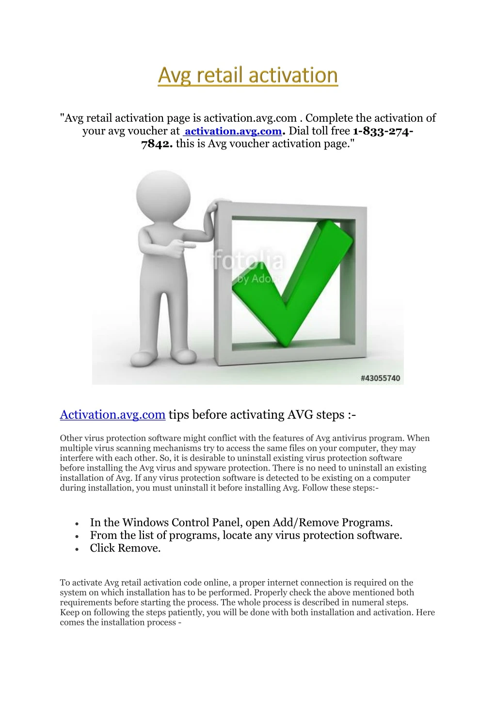 avg retail activation page is activation