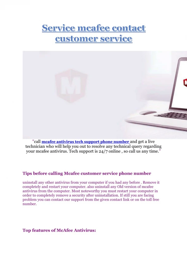 mcafee antivirus tech support phone number