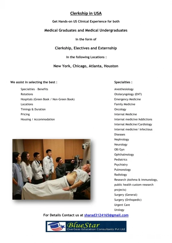 Clinical Clerkship in USA