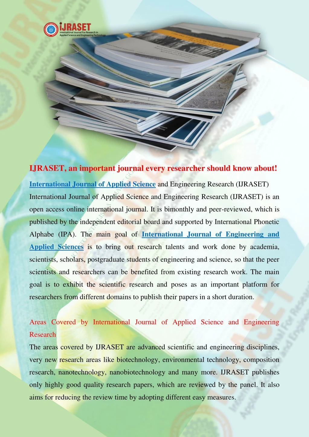 ijraset an important journal every researcher