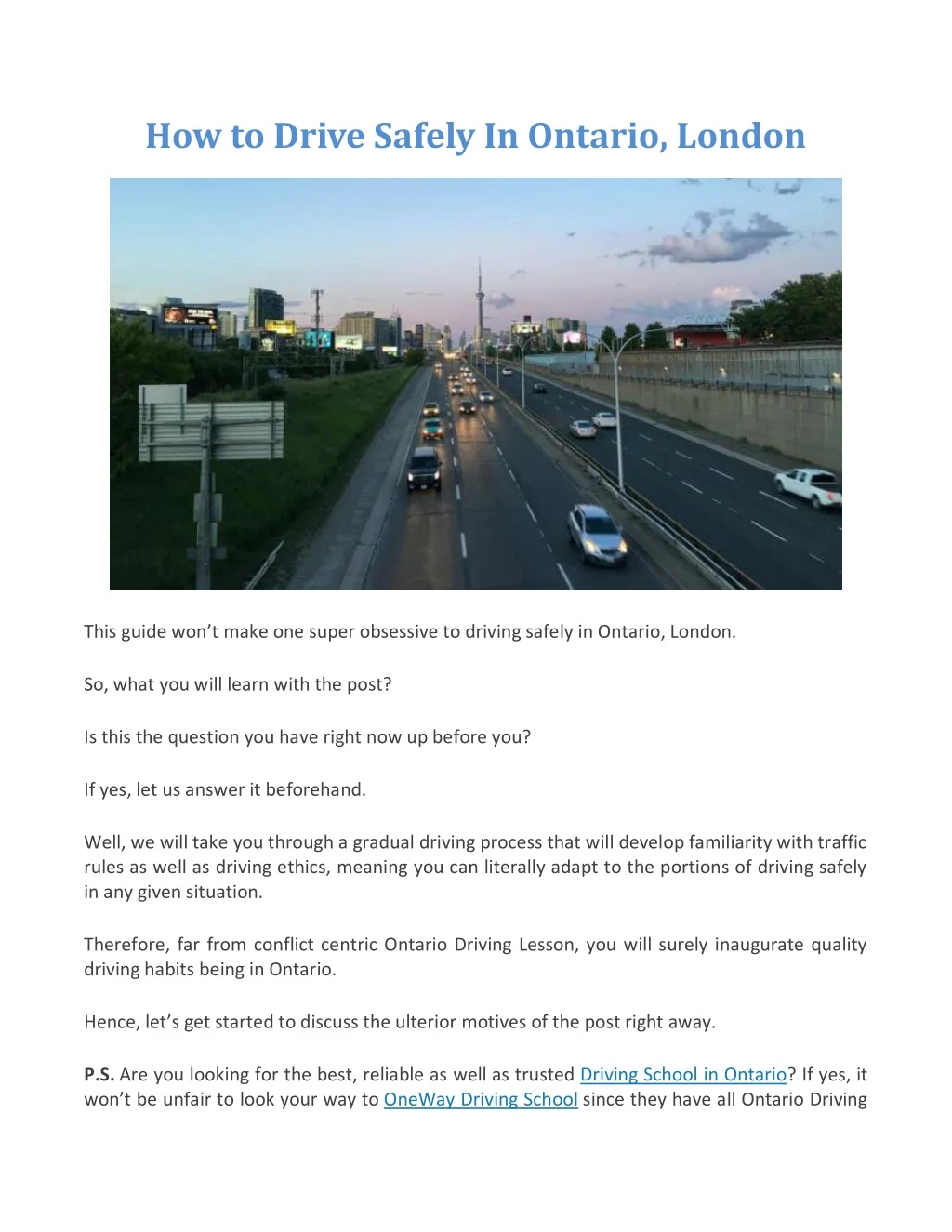 how to drive safely in ontario london