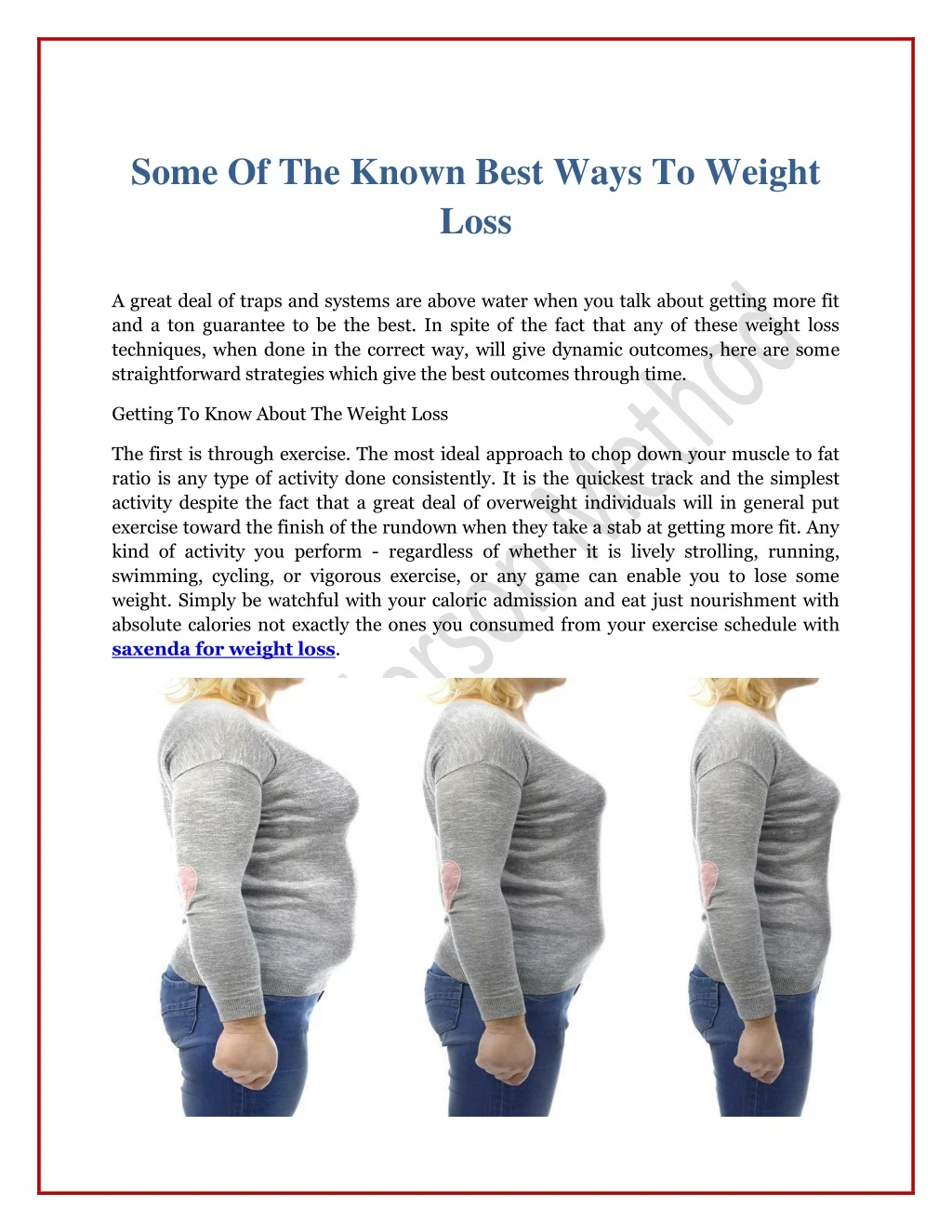 some of the known best ways to weight loss