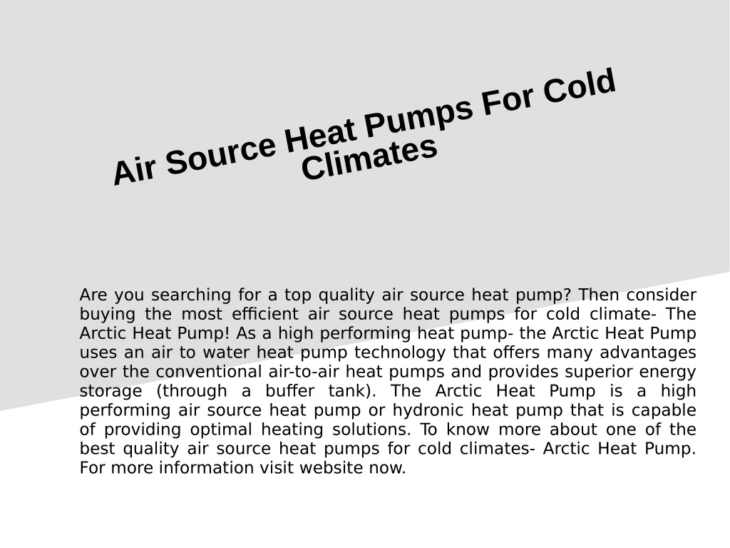 air source heat pumps for cold