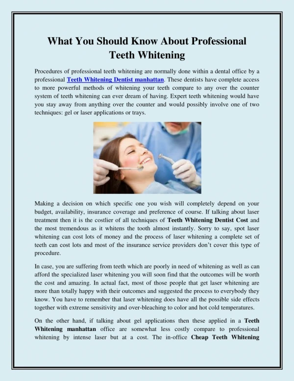 What You Should Know About Professional Teeth Whitening