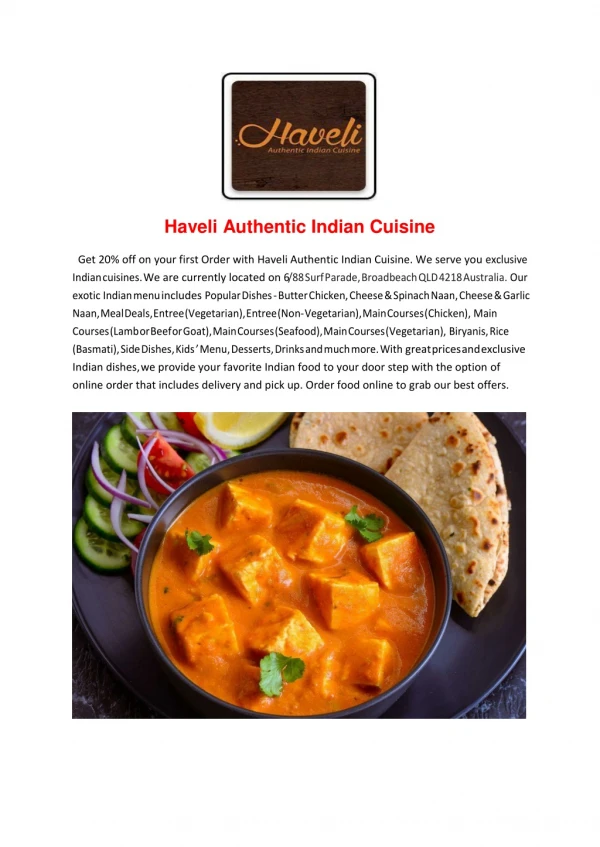 Haveli Authentic Indian Cuisine-Broadbeach - Order Food Online