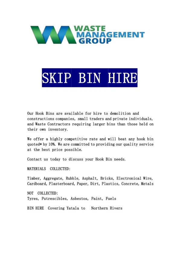 Skip Bin Hire / WM Group