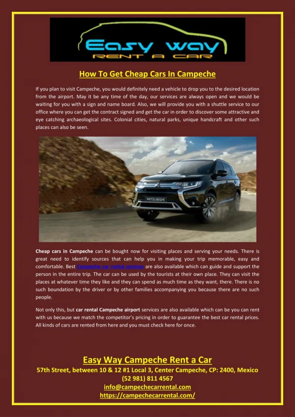 How To Get Cheap Cars In Campeche