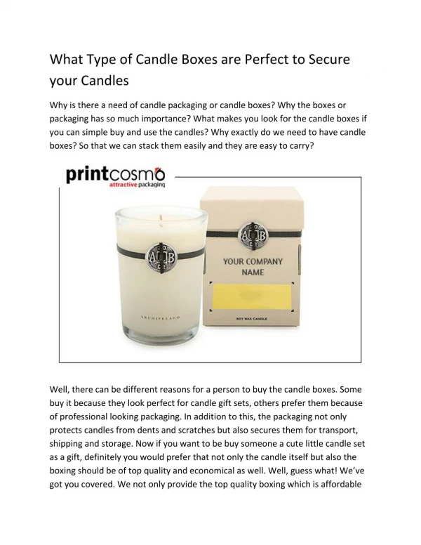What Type of Candle Boxes are Perfect to Secure your Candles
