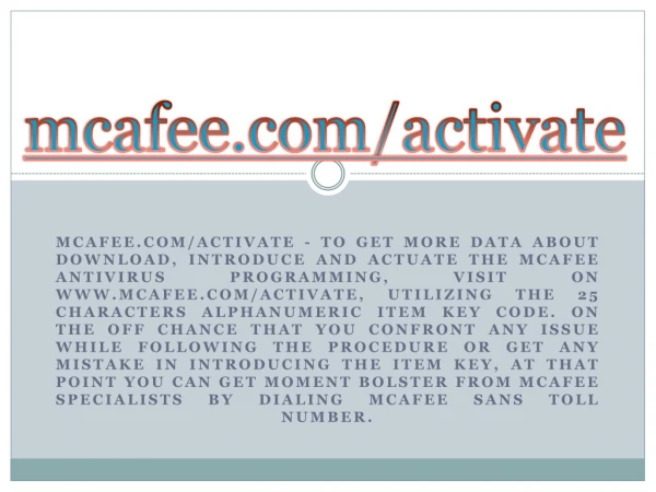 MCAFEE.COM/ACTIVATE-ACTIVATION MCAFEE ANTIVIRUS PRODUCT