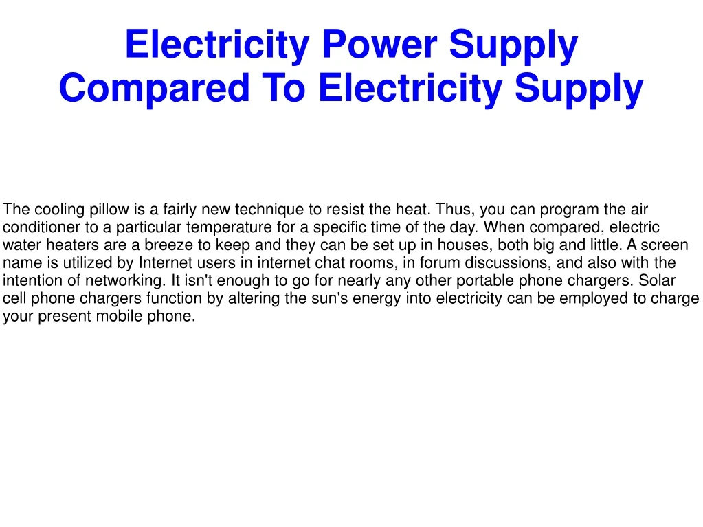electricity power supply compared to electricity supply