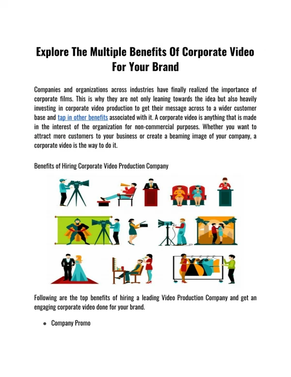 Explore the Multiple Benefits of Corporate Video for Your Brand
