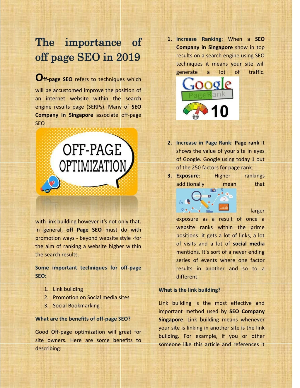 the importance of the importance of off page