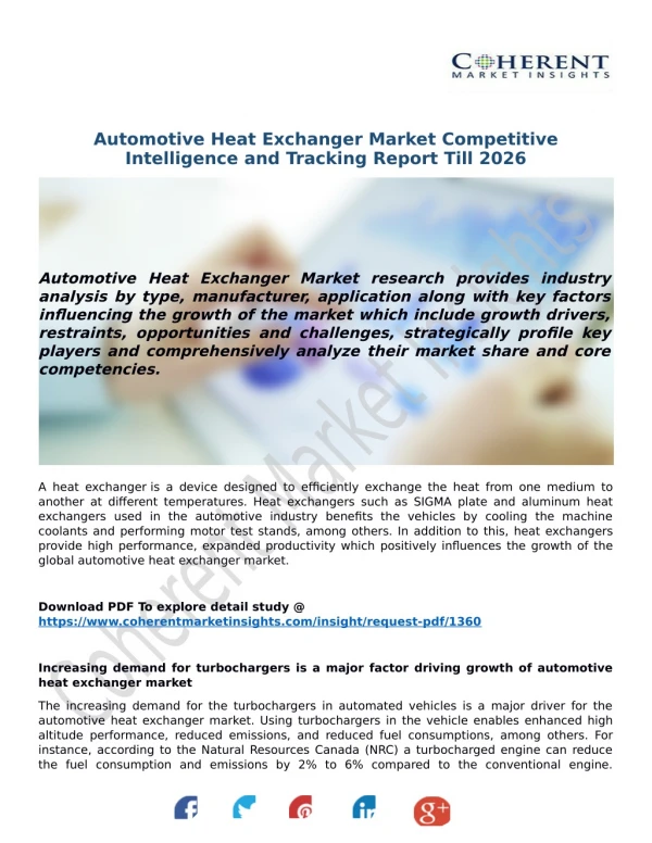 Automotive Heat Exchanger Market Competitive Intelligence and Tracking Report Till 2026