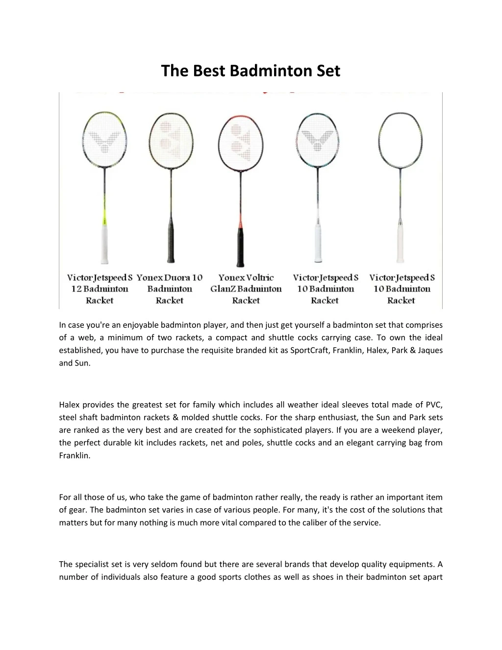 the best badminton set
