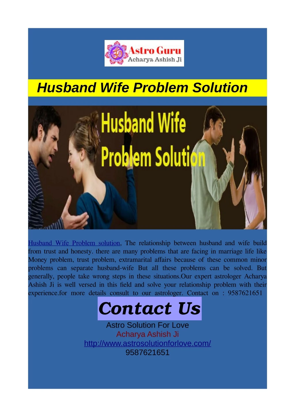 husband wife problem solution