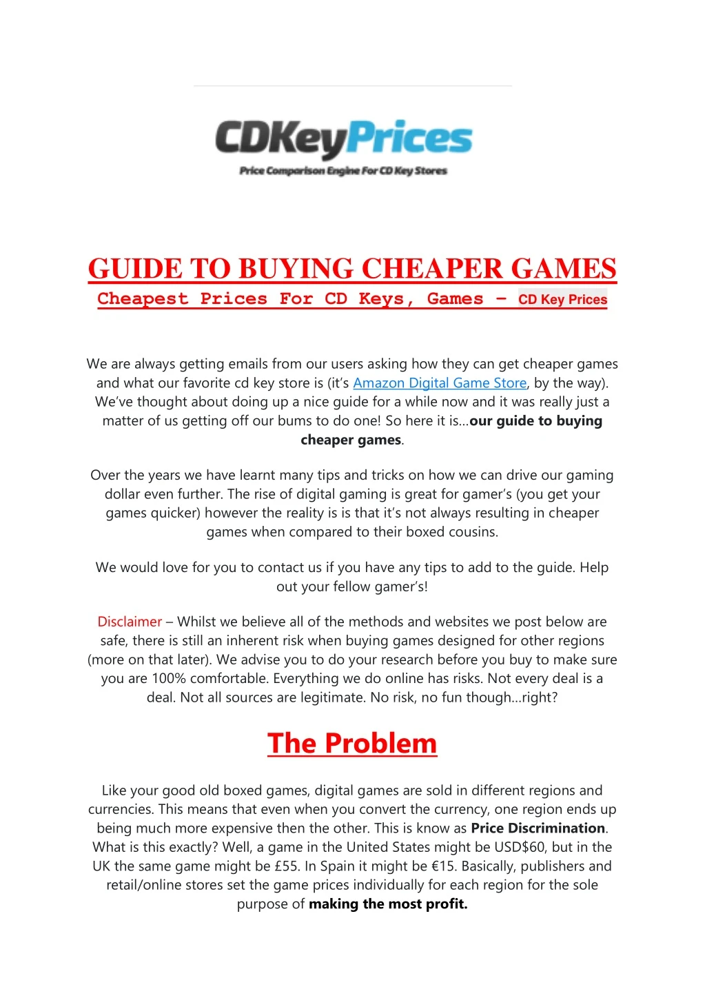 guide to buying cheaper games cheapest prices