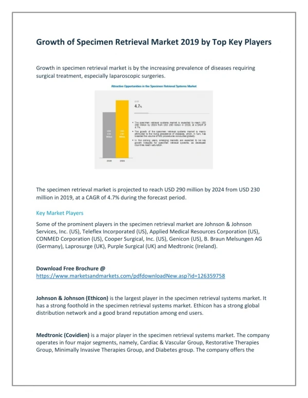 Growth of Specimen Retrieval Market 2019 by Top Key Players