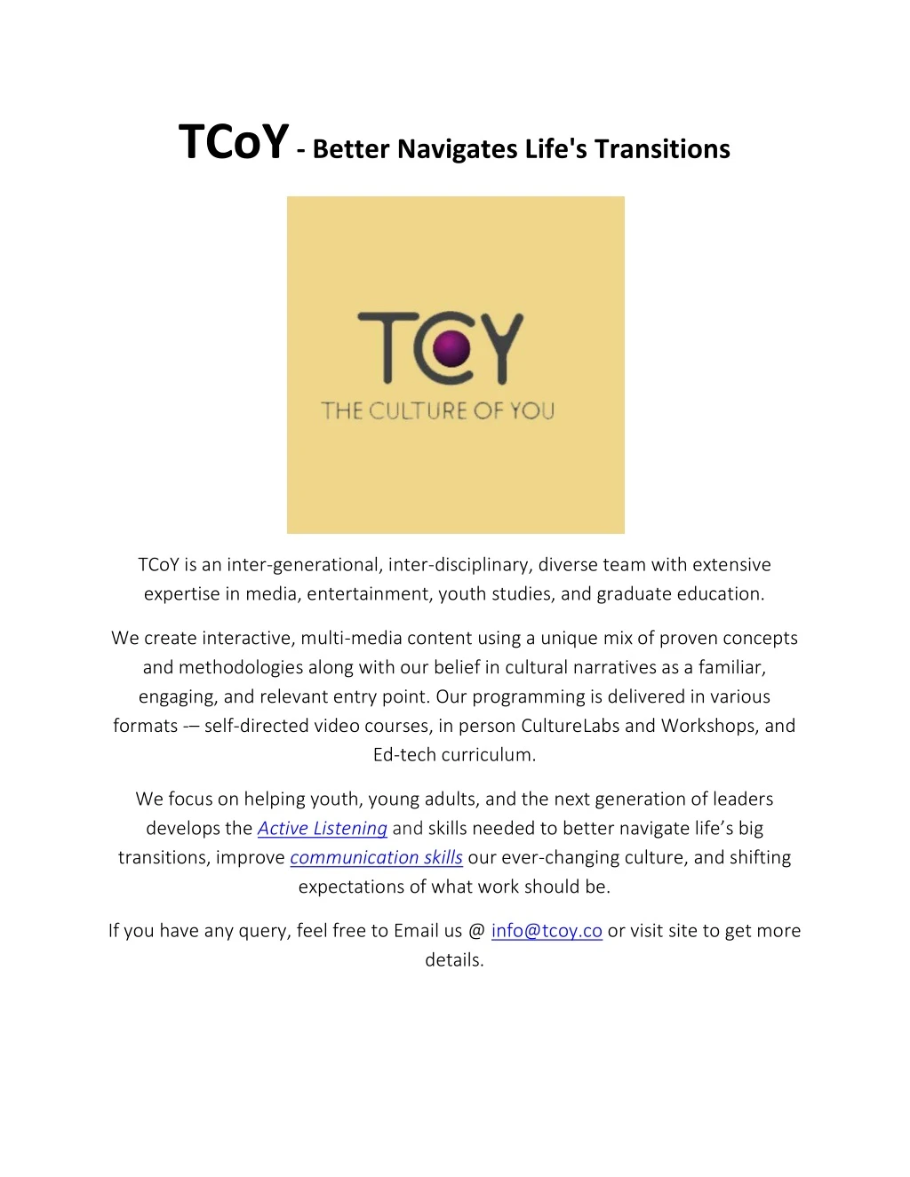 tcoy better navigates life s transitions