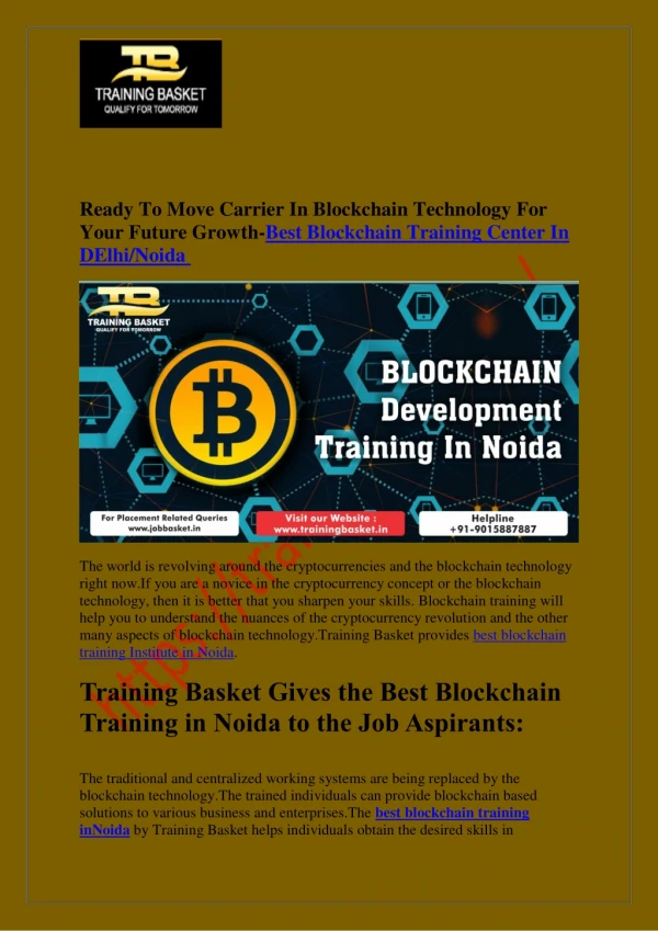 Training Basket-Blockchain Training Institute In Noida