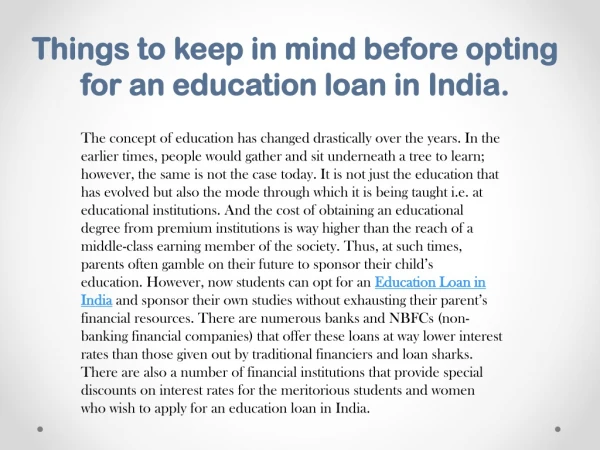 Things to keep in mind before opting for an education loan in India