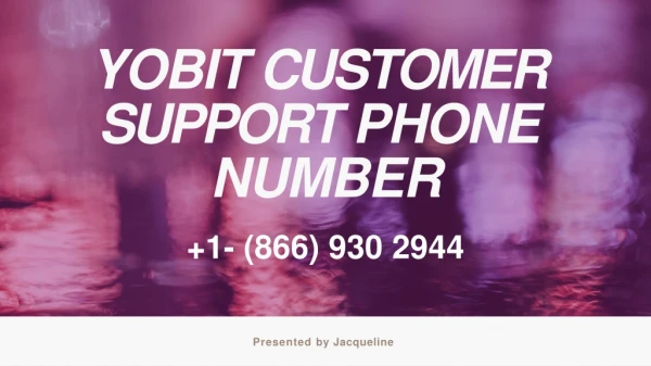 Yobit Customer Support 1- (866) 930 2944 Phone Number