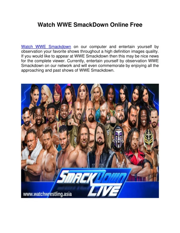 Watch WWE SmackDown Online Free1