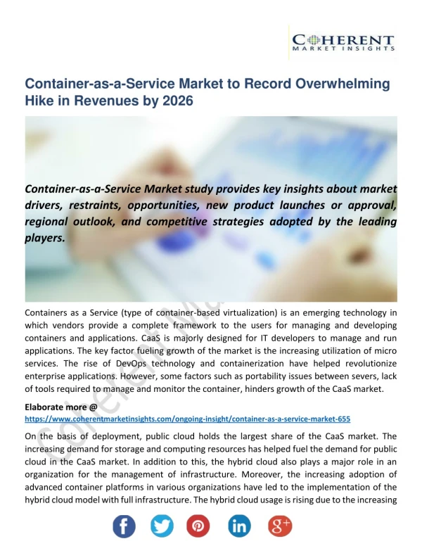 Container-as-a-Service Market Progresses for Huge Business Profits by 2026
