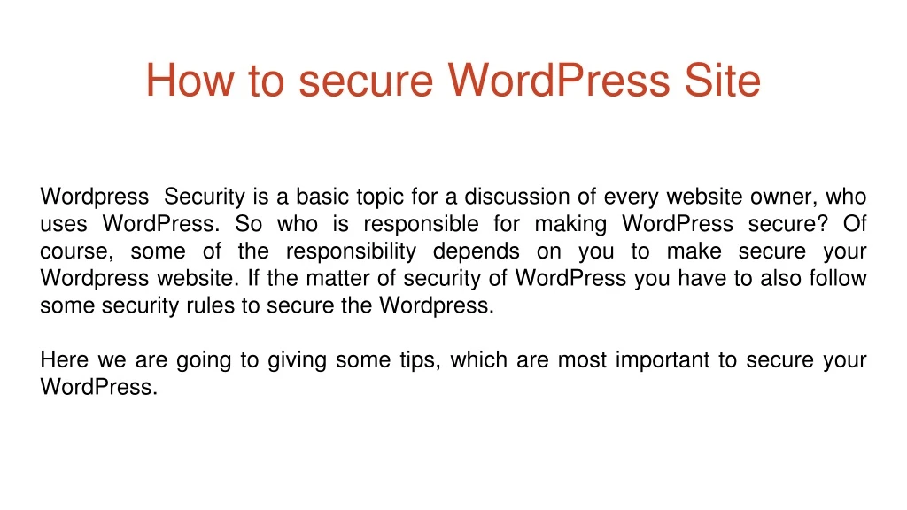 how to secure wordpress site