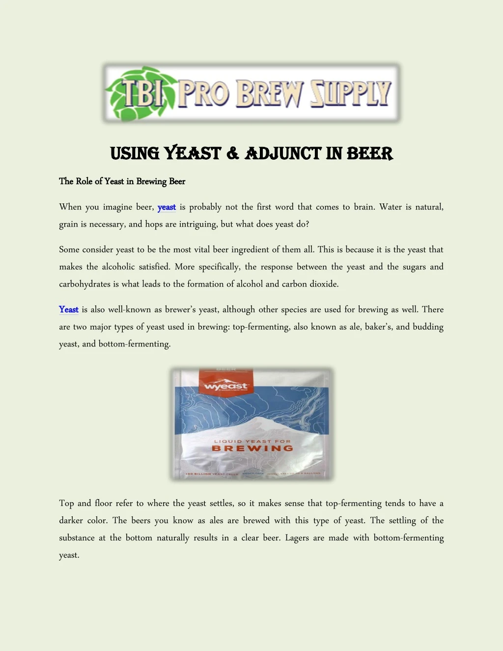 using yeast adjunct in beer using yeast adjunct