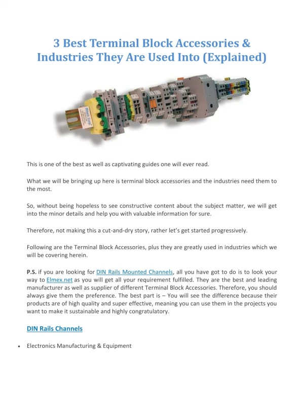 3 Best Terminal Block Accessories & Industries They Are Used Into (Explained)