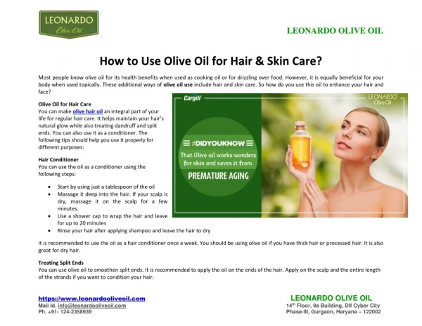How to Use Olive Oil for Hair & Skin Care?